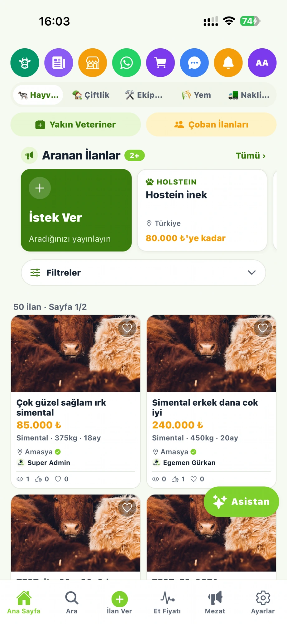 BesiNet uygulaması ana sayfa ekranı