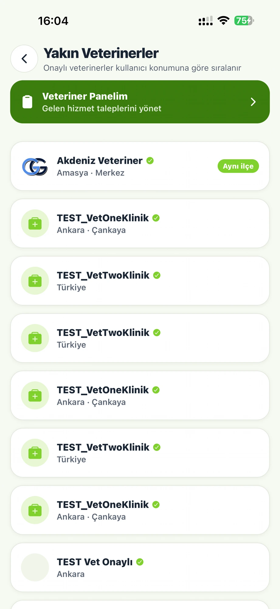 Yakın veterinerler listesi